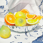 lemon, orange, watercolor