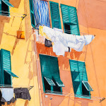 laundry, Italy, watercolor