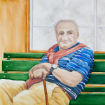 sitting man, watercolor
