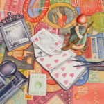 playing cards, watercolor
