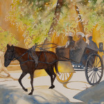 horse and carriage, watercolor